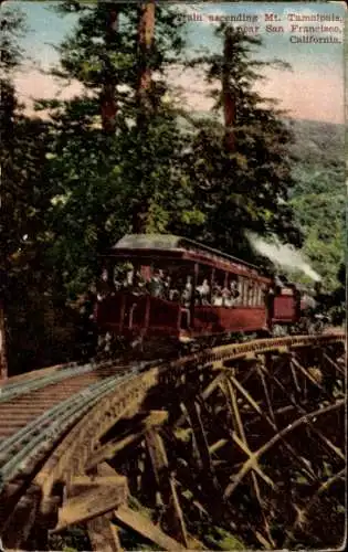 Ak San Francisco Kalifornien USA, Eisenbahn in Fahrt, Mount Tamalpais