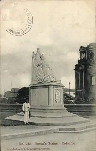 Ak Colombo Ceylon Sri Lanka, Denkmal der Königin