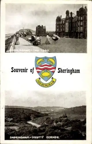 Ak Sheringham East England, Promenade, Wappen, Landschaftsblick