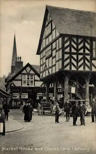 Ak Ledbury Herefordshire, Church Lane, Markthaus