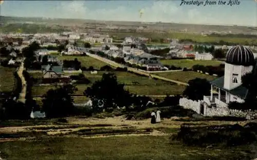 Ak Prestatyn Wales, Panorama von den Hügeln