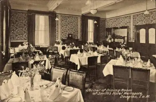 Ak Douglas Isle of Man, Smith's Hotel Metropole, Ecke des Esszimmers