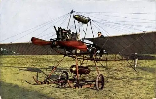 Ak Flugpionier Hoffmann auf Harlan Eindecker Flugzeug