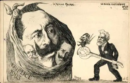 Ak Französische Propaganda, Karikatur, Kaiser Wilhelm II., Emile Loubet