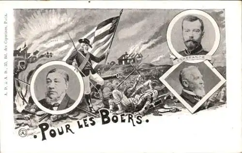 Ak Pour les Boers, Paul Kruger, Zar Nikolaus II, Geschichte Südafrika, Emile Loubet, Burenkrieg