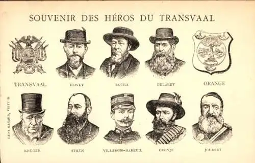 Ak Heros du Transvaal, Delarey, Botha, Dewet, Kruger, Joubert, Steyn