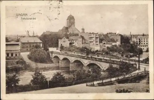 Ak Żagań Sagan Schlesien, Totale, Brücke