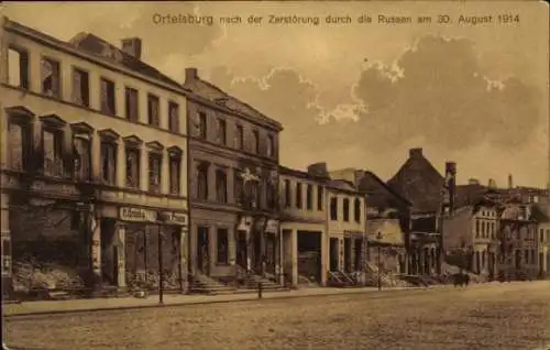 Ak Szczytno Ortelsburg Ostpreußen, Nach der Zerstörung durch die Russen am 30. August 1914