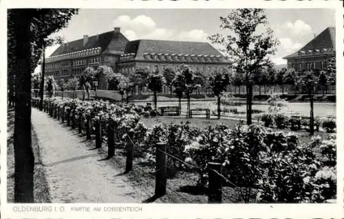 Ak Oldenburg in Oldenburg, Teilansicht, Dobbenteich