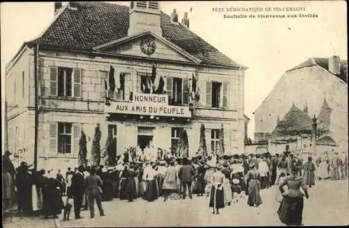 Ak Pin l'Émagny Haute Saône, Fete Demogratique, Honneur aux Amis du Peuple