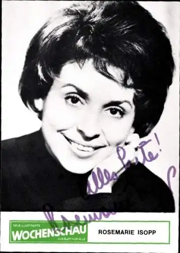 Ak Schauspielerin Rosemarie Isopp, Portrait, Autogramm