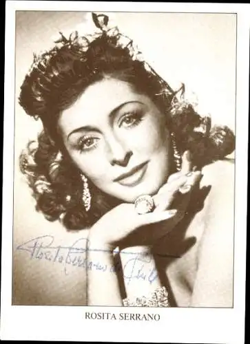 Ak Schauspielerin Rosita Serrano, Portrait, Schmuck, Autogramm