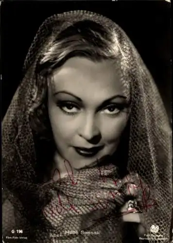 Ak Schauspielerin Hilde Sessak, Portrait, Schleier, Autogramm