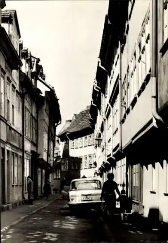 Ak Erfurt Thüringen, Krämerbrücke, Straßenpartie, Auto