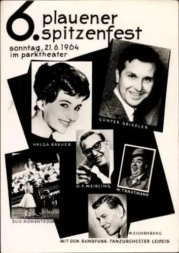 Ak Plauen im Vogtland, 6. Plauener Spitzenfest 1964, Helga Brauer, Günter Geissler, O. F. Weidling