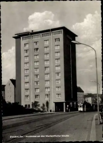 Ak Zwickau in Sachsen, Hochhaus an der Marienthaler Straße