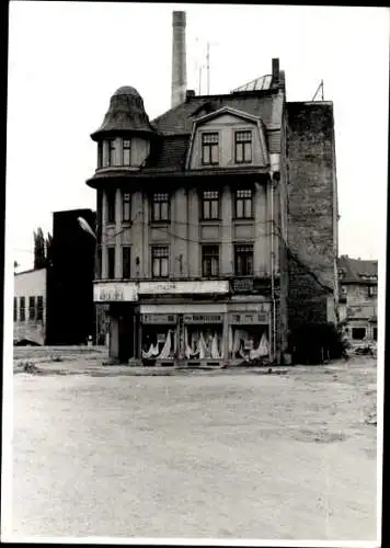 Foto Ak Crimmitschau in Sachsen, Badergasse, Textilwarengeschäft, Abrisshaus