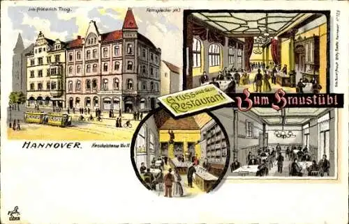 Litho Hannover in Niedersachsen, Restaurant Zum Braustübl, Herschelstraße 10 und 11