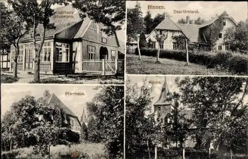 Ak Binnen Niedersachsen, Gasthaus Bückmann, Oberförsterei, Pfarrhaus, Kirche