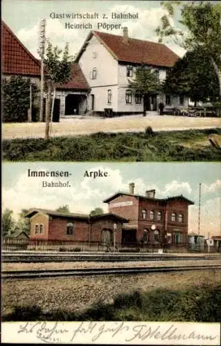 Ak Immensen Arpke Lehrte in Niedersachsen, Bahnhof, Gastwirtschaft zum Bahnhof