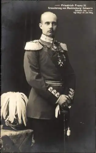 Ak Großherzog Friedrich Franz IV von Mecklenburg Schwerin, Uniform, Inh. kgl. Bayr. 21. Inf. Regt.