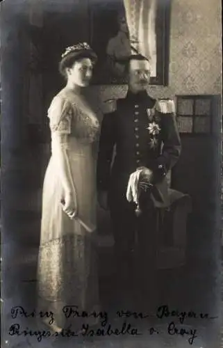 Foto Ak Prinz und Prinzessin Franz von Bayern, Isabella von Croy