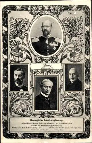 Ak Braunschweig, Herzogl. Landesregierung, Johann Albrecht zu Mecklenburg, v. Otto, Hartwieg, Trieps