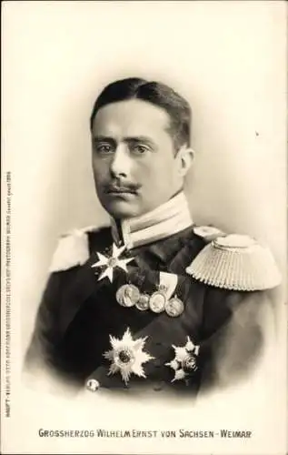 Ak Großherzog Wilhelm Ernst von Sachsen Weimar Eisenach, Portrait, Orden, Epauletten