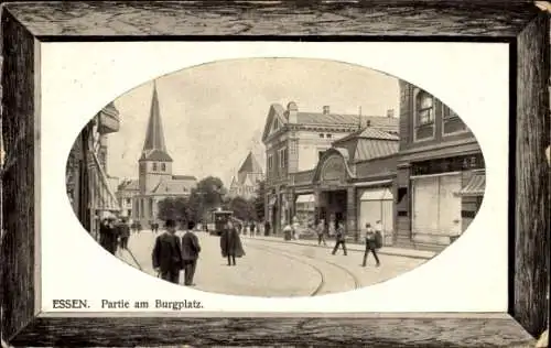 Präge Passepartout Ak Essen, Burgplatz, Kirche