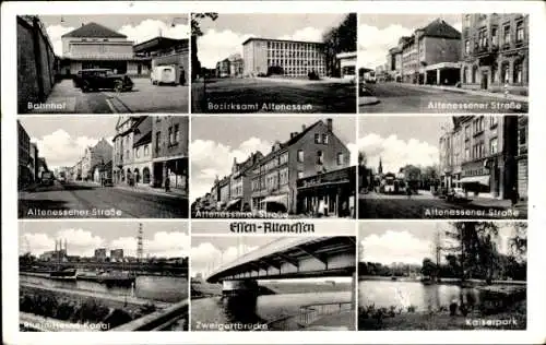 Ak Altenessen Essen, Altenessener Str., Zweigertbrücke, Bahnhof, Bezirksamt, Rhein-Ruhr-Kanal, Park