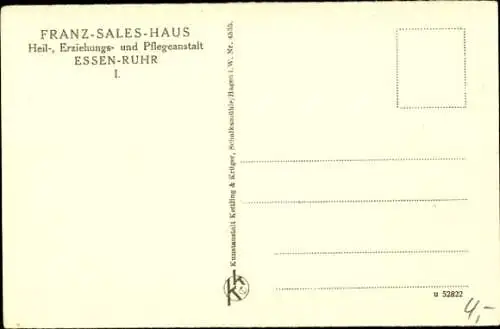 Ak Essen Ruhr, Franz Sales Haus, Gärtnerei, Schulhaus, Antoniushaus, Schutzengelhaus, Werkstätten