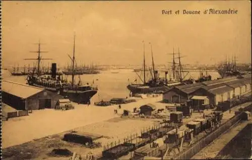 Ak Alexandria Ägypten, Hafen und Zoll