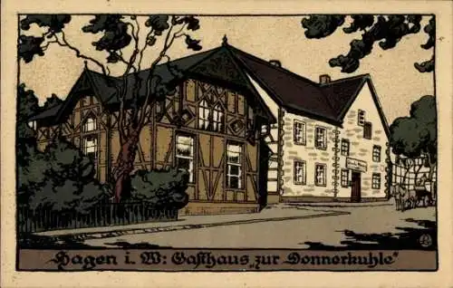 Steindruck Ak Hagen in Westfalen, Gasthaus zur Donnerkuhle