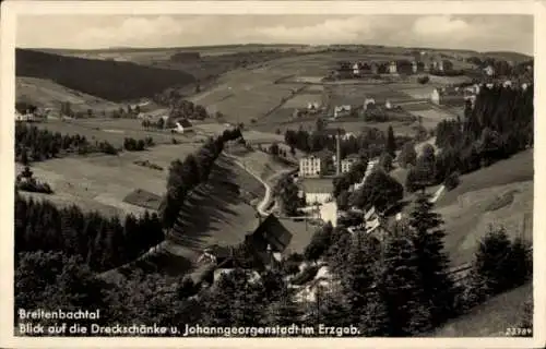 Ak Johanngeorgenstadt im Erzgebirge Sachsen, Panorama, Dreckschänke im Breitenbachtal, Auersberg