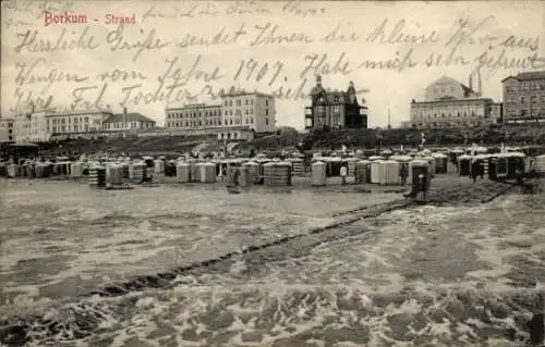 Ak Nordseebad Borkum in Ostfriesland, Strand