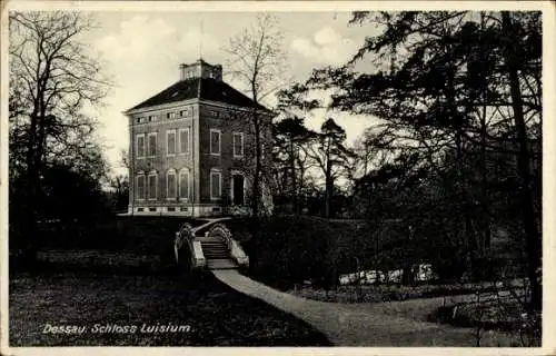 Ak Dessau in Sachsen Anhalt, Schloss Luisium, Brücke im Park