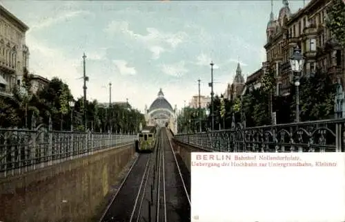 Ak Berlin Schöneberg, Bahnhof Nollendorfplatz, Übergang Hochbahn zur Untergrundbahn, Kleiststraße