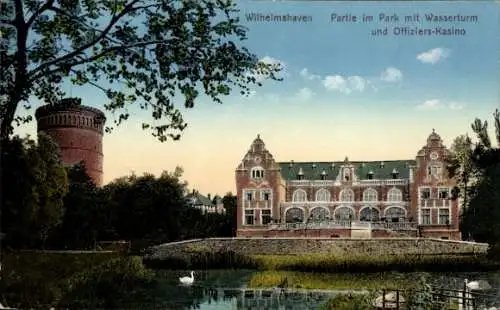 Ak Wilhelmshaven, Park mit Wasserturm, Offizierskasino