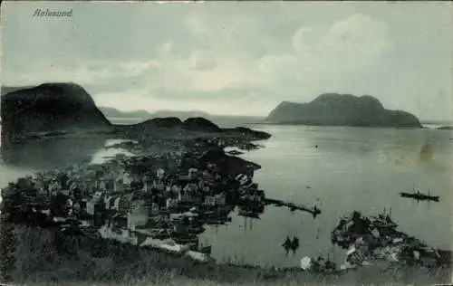 Ak Aalesund Norwegen, Panorama, Blick über den Ort