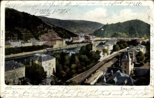 Ak Bad Ems an der Lahn, Teilansicht, Gleise