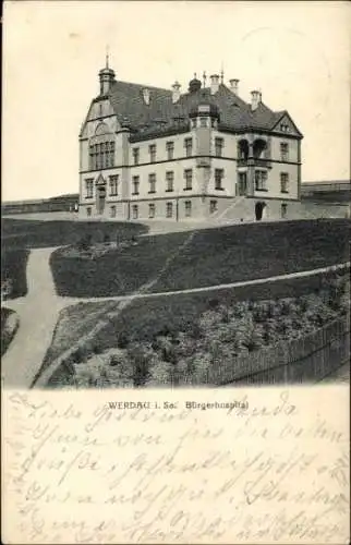 Ak Werdau in Sachsen, Bürgerhospital