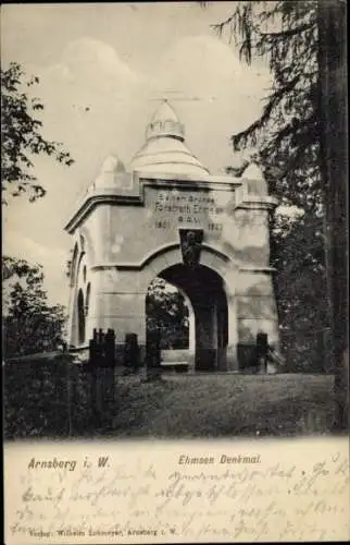 Ak Arnsberg im Sauerland Westfalen, Ehmsen Denkmal