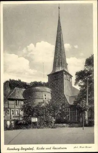 Ak Hamburg Bergedorf, Kirche, Hasseturm