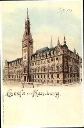 Litho Hamburg, Rathaus, Gesamtansicht