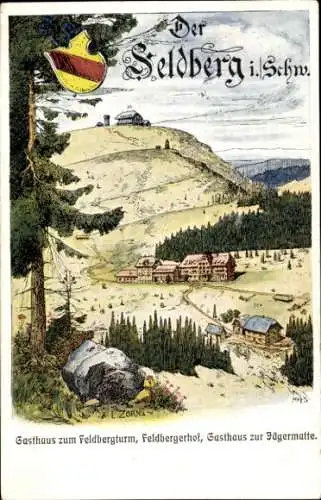 Litho Feldberg im Schwarzwald, Gasthaus zum Feldbergturm, Feldbergerhof, Gasthaus zur Jägermatte