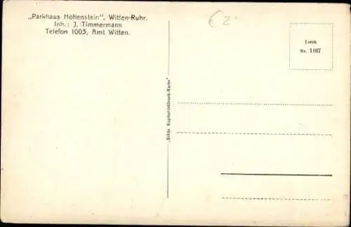 Ak Witten an der Ruhr, Parkhaus Hohenstein, Park-Terrasse