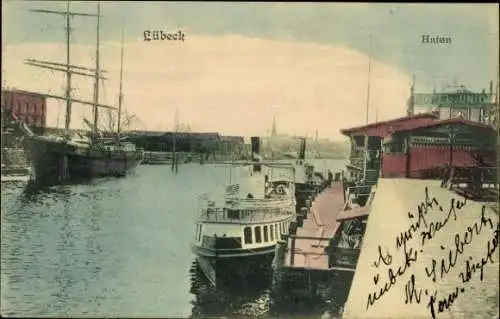 Ak Hansestadt Lübeck, Hafen