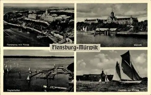 Ak Mürwik Flensburg in Schleswig Holstein, Seglerhafen, Yachten, Panorama, Förde