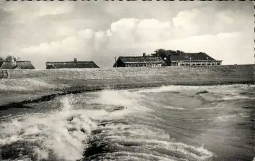 Ak Norderhafen Insel Nordstrand in Nordfriesland, Sturmflut, Teilansicht