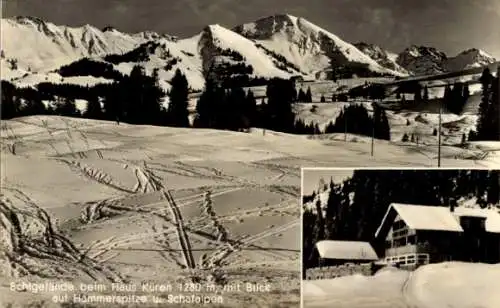 Ak Hirschegg Mittelberg im Kleinwalsertal Vorarlberg, Haus Küren, Hammerspitze, Schafalpen, Winter